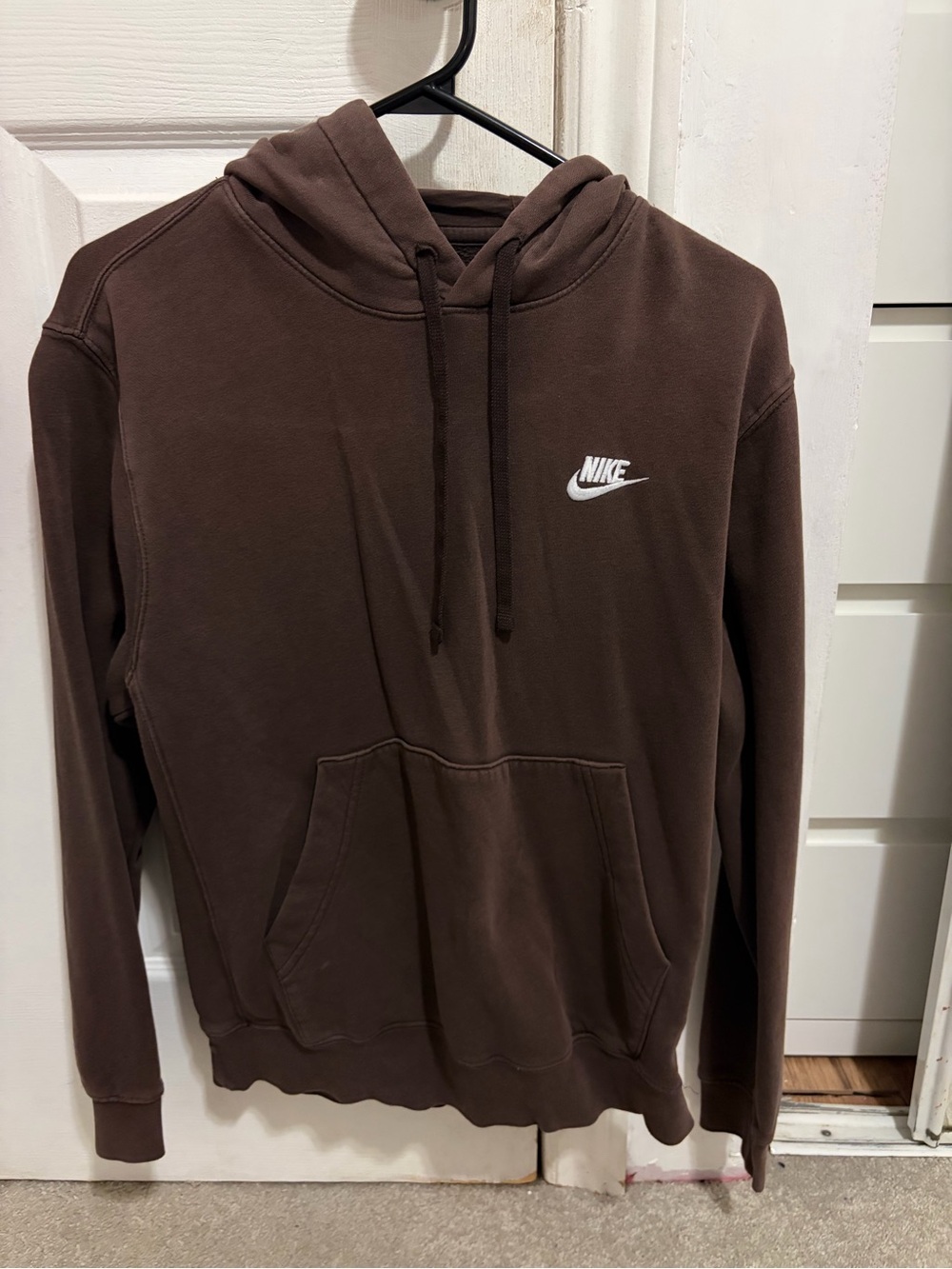 Nike Brown Pullover Hoodie with White Logo - Men's Sweatshirt